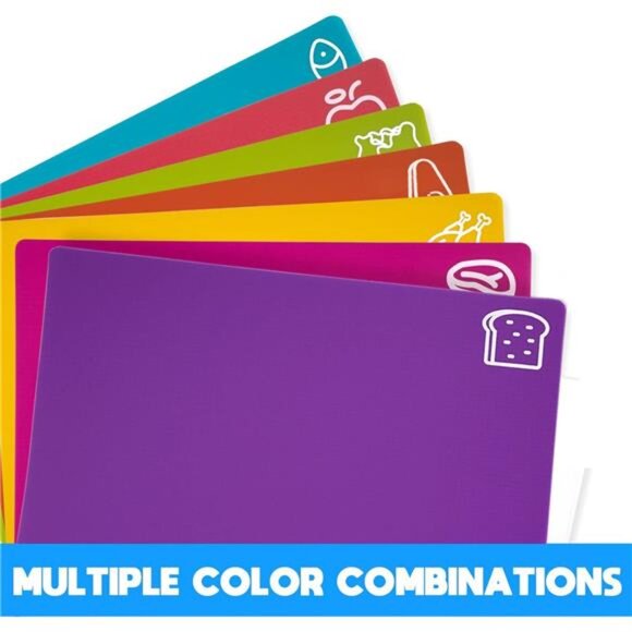 7 Pieces Flexible Cutting Boards, BPA Free Plastic Cutting Boards for Kitchen - Picture 3 of 7